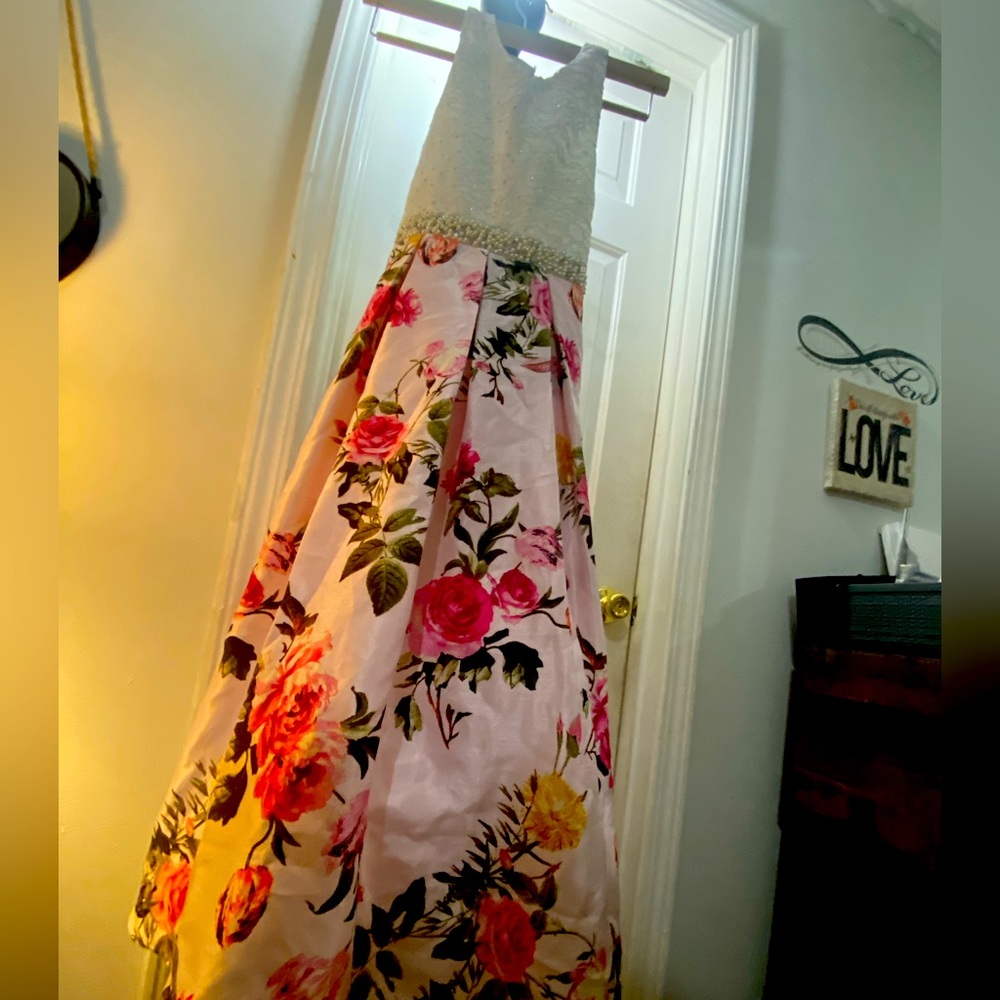 Floral satin dress used just one time